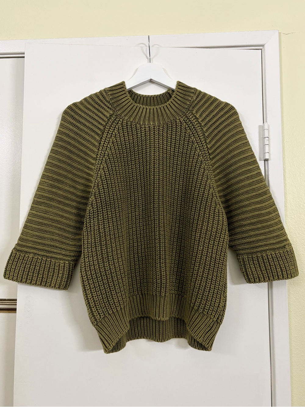 Maeve Anthropologie Mackenzie Chunky Ribbed Sweater Olive Boho Cabincore XS - Picture 2 of 10